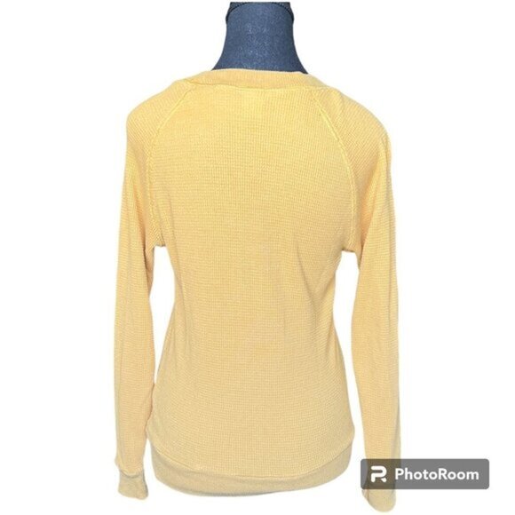 Aritzia TNA Andrews Waffle Knit Long Sleeve Yellow Mustard Size XXS - Picture 2 of 4